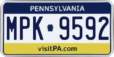 PA license plate MPK9592
