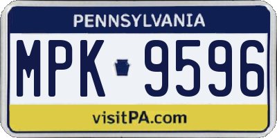PA license plate MPK9596