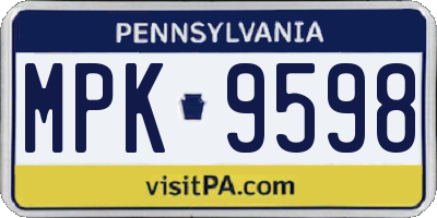 PA license plate MPK9598