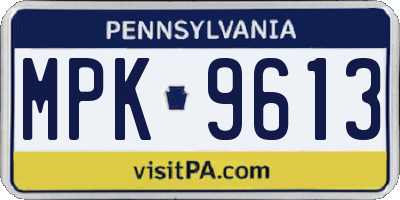 PA license plate MPK9613