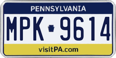 PA license plate MPK9614