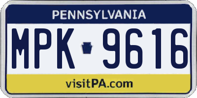 PA license plate MPK9616