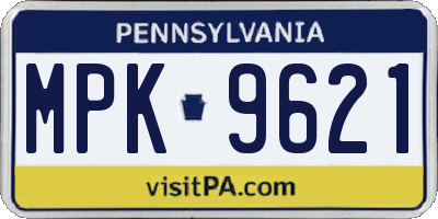 PA license plate MPK9621