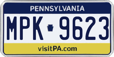 PA license plate MPK9623