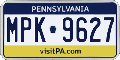 PA license plate MPK9627