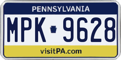 PA license plate MPK9628