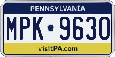PA license plate MPK9630