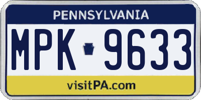 PA license plate MPK9633