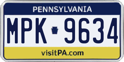PA license plate MPK9634