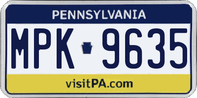 PA license plate MPK9635