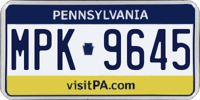 PA license plate MPK9645