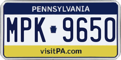 PA license plate MPK9650