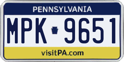 PA license plate MPK9651