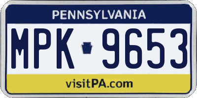 PA license plate MPK9653