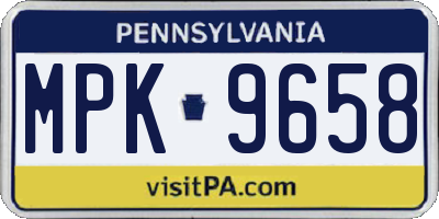 PA license plate MPK9658