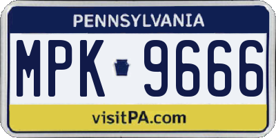 PA license plate MPK9666