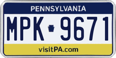 PA license plate MPK9671