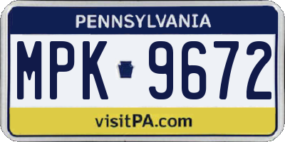 PA license plate MPK9672