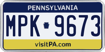 PA license plate MPK9673