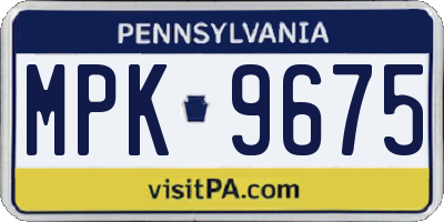 PA license plate MPK9675