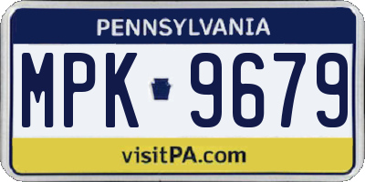 PA license plate MPK9679