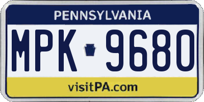 PA license plate MPK9680