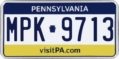 PA license plate MPK9713