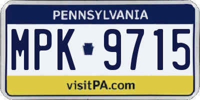 PA license plate MPK9715