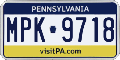 PA license plate MPK9718