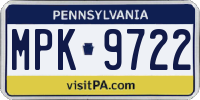 PA license plate MPK9722