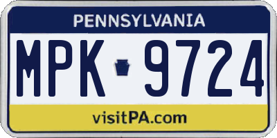 PA license plate MPK9724