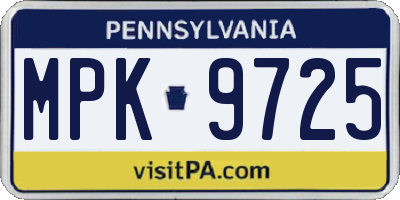 PA license plate MPK9725