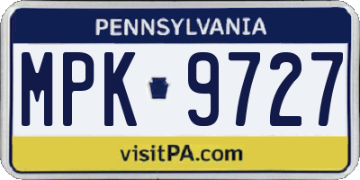 PA license plate MPK9727