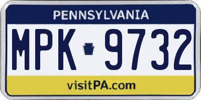 PA license plate MPK9732