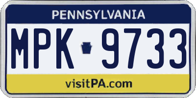 PA license plate MPK9733