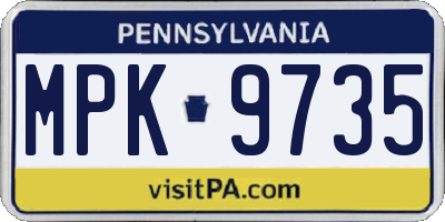 PA license plate MPK9735