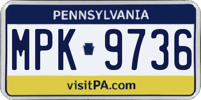 PA license plate MPK9736