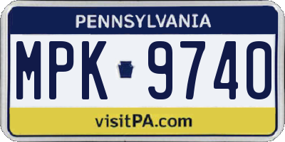 PA license plate MPK9740