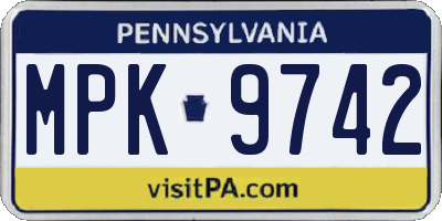 PA license plate MPK9742