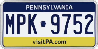PA license plate MPK9752