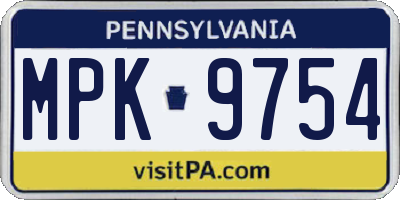 PA license plate MPK9754