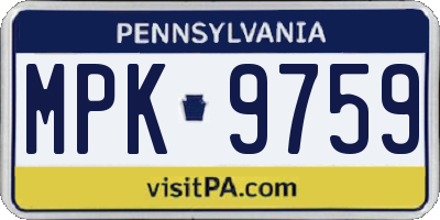 PA license plate MPK9759