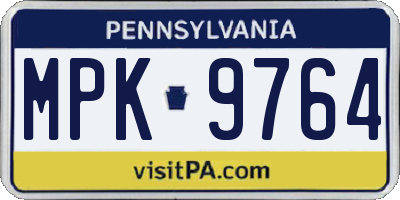 PA license plate MPK9764