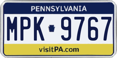 PA license plate MPK9767