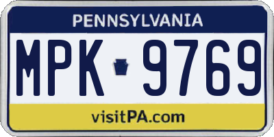 PA license plate MPK9769