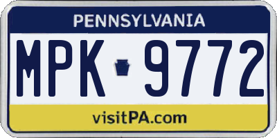 PA license plate MPK9772