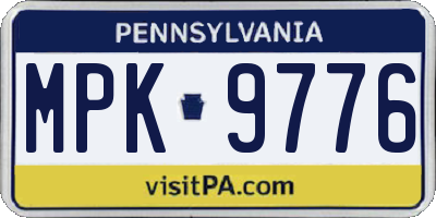 PA license plate MPK9776