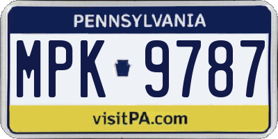 PA license plate MPK9787