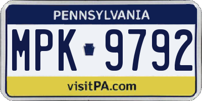 PA license plate MPK9792