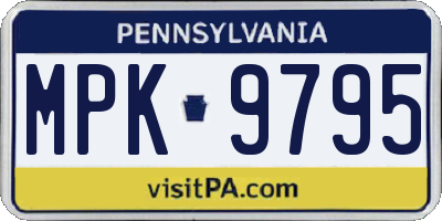 PA license plate MPK9795